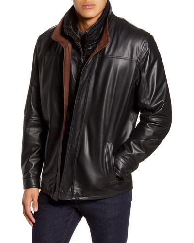 Remy Leather Leather Jacket With Removable Inset Bib - Black