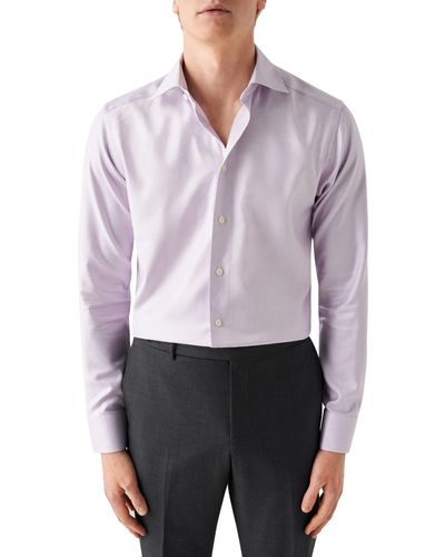 Eton Slim Fit Twill Dress Shirt - Purple