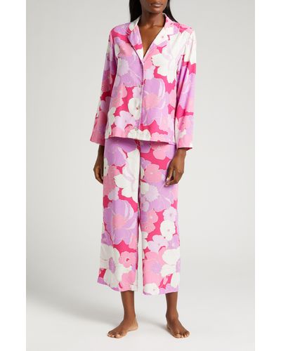 Natori Croisette Floral Matte Satin Pajamas - Pink