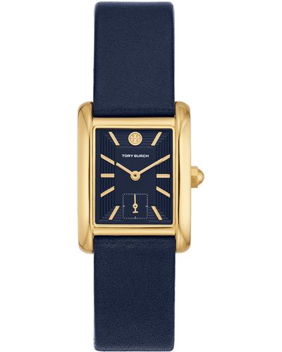 Tory Burch Eleanor Goldtone & Leather Strap Watch - Blue