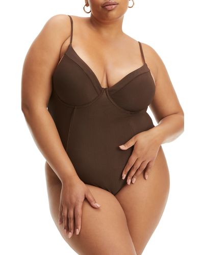 GOOD AMERICAN Show Off Underwire One-piece Swimsuit In Chocolate At Nordstrom Rack - Brown
