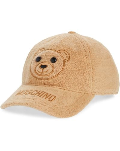 Moschino Bear High Pile Fleece Baseball Cap - Natural