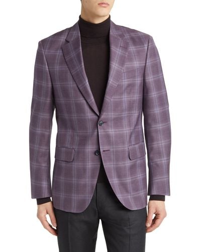Peter Millar Tailored Fit Plaid Wool Sport Coat - Purple