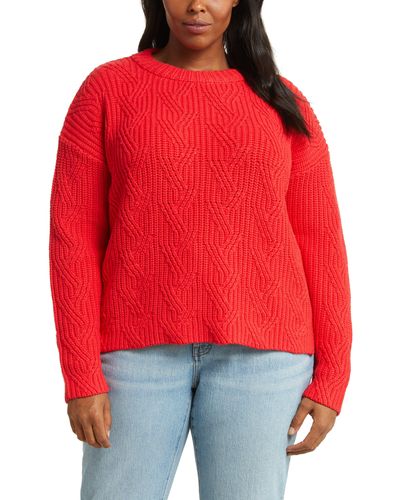 Caslon Caslon(r) Cable Pullover Sweater - Red
