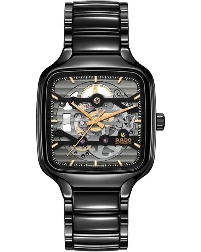 Rado True Square Automatic Skeleton Bracelet Watch - Black