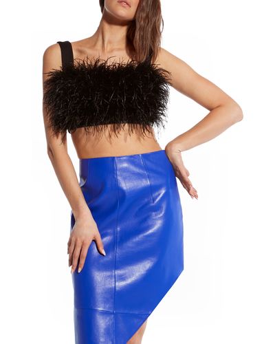 AS by DF Marianna Feather Crop Top - Blue