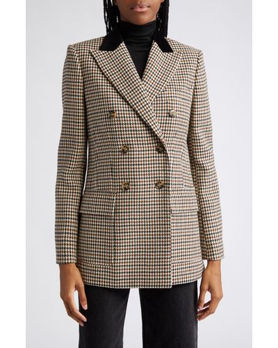 Reiss Cici Houndstooth Check Wool Jacket - Brown