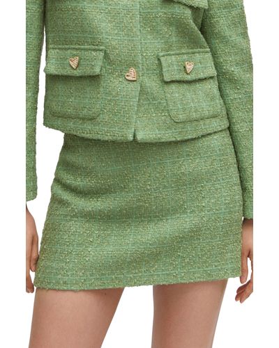 Mango Tweed Miniskirt - Green