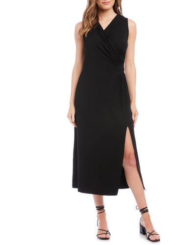 Karen Kane Faux Wrap Jersey Midi Dress - Black