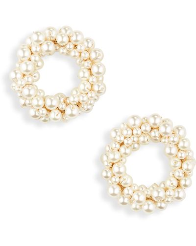 Carolina Herrera Imitation Pearl Frontal Hoop Earrings - Metallic