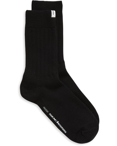Socksss Organic Cotton Blend Rib Crew Socks - Black