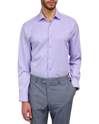 W.r.k. W. R.k Slim Fit Broken Stripe Print Recycled Performance Stretch Dress Shirt - Purple