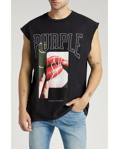 Purple Brand Sleeveless Graphic Muscle Tee - Black