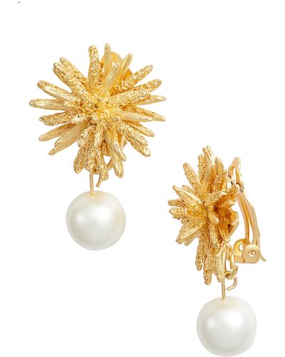 Karine Sultan Starburst Imitation Pearl Clip-on Drop Earrings - Metallic