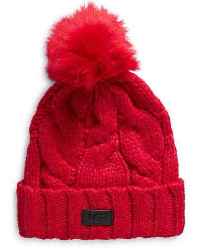 UGG ugg(r) Cable Knit Pom Beanie - Red