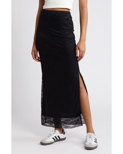 BP. Floral Lace Maxi Skirt - Black