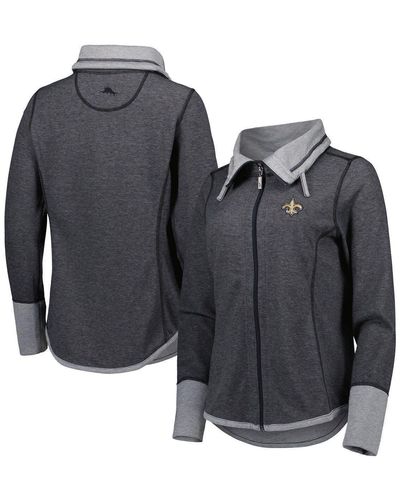 Tommy Bahama Heathered Black New Orleans Saints Sport Sun Fade Full-zip Sweatshirt