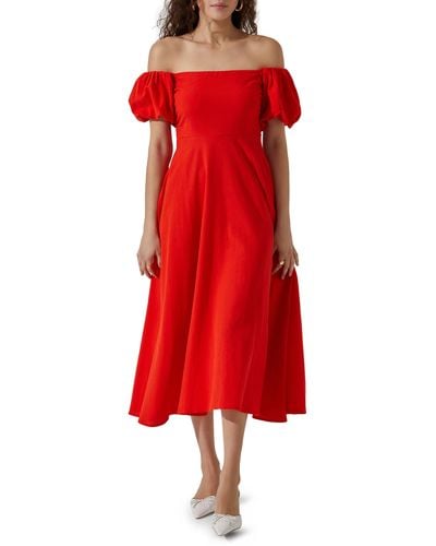 Astr Off The Shoulder A-line Dress - Red