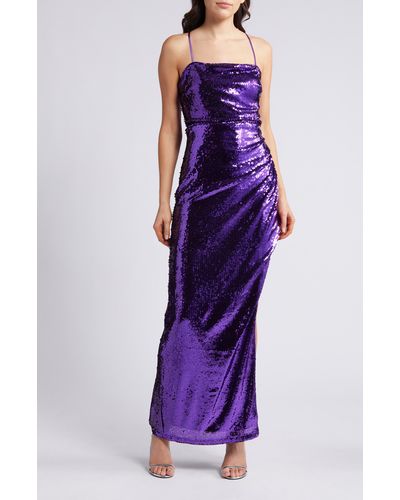 Lulus Keep It Sparkly Sequin Sleeveless Gown - Purple