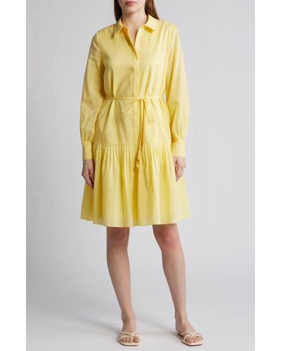 Kobi Halperin Viola Long Sleeve Cotton & Silk Shirtdress - Yellow