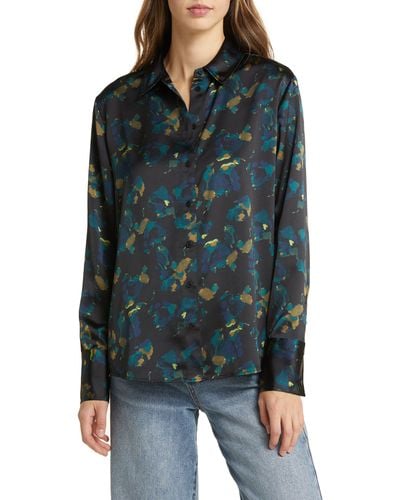 Nordstrom Abstract Floral Button-up Shirt - Green
