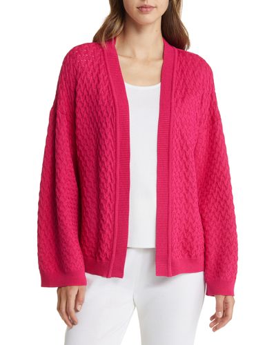 Misook Belted Cardigan - Red