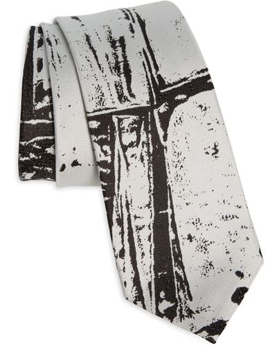Alexander McQueen Fold Pattern Silk Tie - White