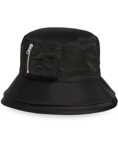 Sacai Double Brim Nylon Pocket Bucket Hat - Black