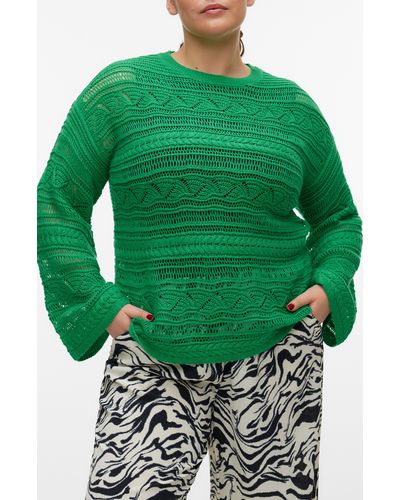 Vero Moda Lamar Open Stitch Sweater - Green