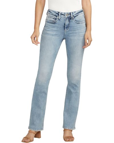 Silver Jeans Co. Suki Curvy Mid Rise Slim Bootcut Jeans - Blue