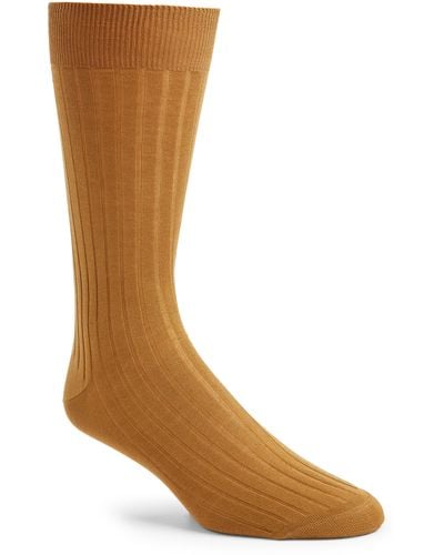 Canali Ribbed Dress Socks - Brown
