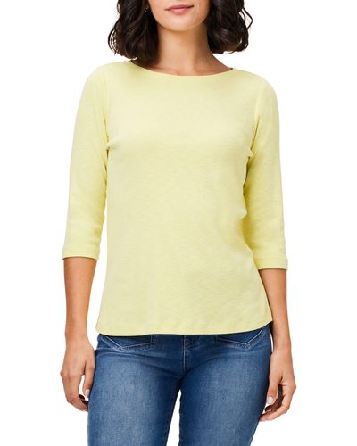 NZT by NIC+ZOE Nzt By Nic+zoe Boat Neck Cotton T-shirt - Yellow