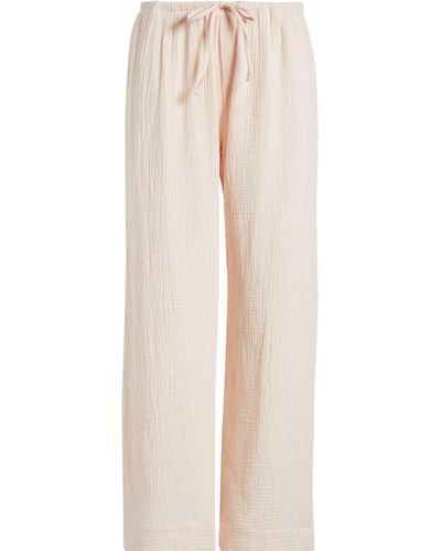 Papinelle Ashley Textured Cotton Wide Leg Pajama Pants - Natural