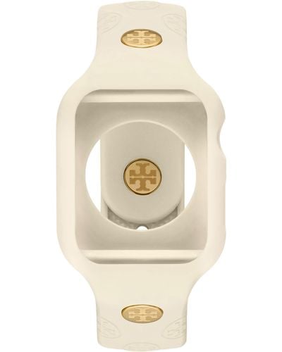 Tory Burch The T Monogram Silicone 20mm Apple Watch Watchband - Orange