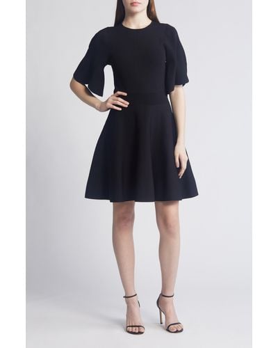 Ted Baker Olivia Rib Fit & Flare Dress - Black
