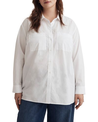 Madewell Signature Poplin Oversize Patch Pocket Button-up Shirt - White