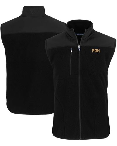 Cutter & Buck Pittsburgh Pirates City Connect Cascade Eco Sherpa Fleece Full-zip Vest At Nordstrom - Black