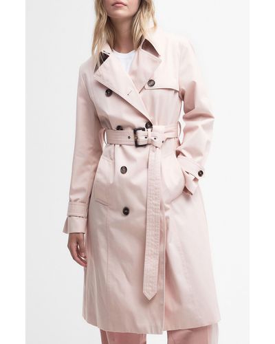 Barbour Greta Showerproof Belted Trench Coat - Pink