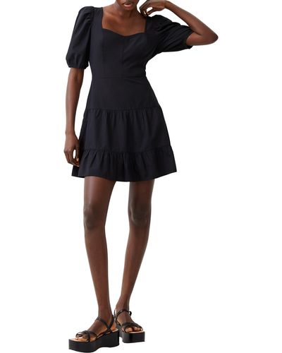 French Connection Cutout Back Puff Sleeve Minidress - Black