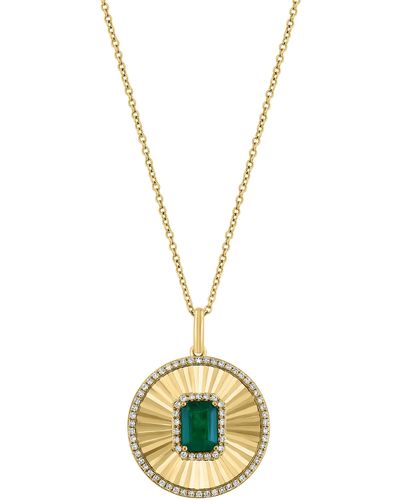 Effy 14k Yellow Gold Diamond & Emerald Pendant Necklace - Metallic