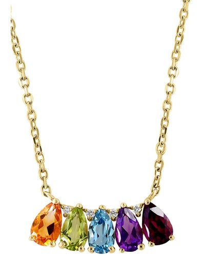 Effy 14k Yellow Gold Semiprecious Stone & Diamond Pendant Necklace - Metallic