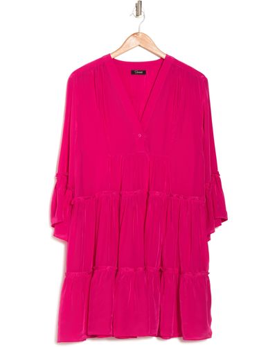 Shahida Parides Tiered Bell Sleeve Dress In Pink At Nordstrom Rack