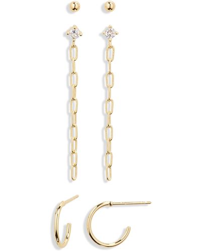 Nordstrom Set Of 3 Demi Fine Earrings - White