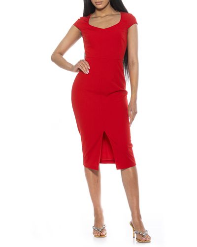 Alexia Admor Gia Sweetheart Neck Sheath Midi Dress - Red