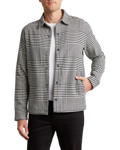 Ben Sherman Glen Plaid Cotton Shirt Jacket - Gray
