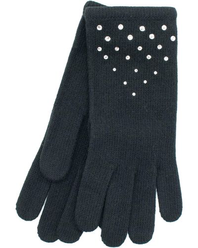 Portolano Crystal Embellished Cashmere Gloves - Black