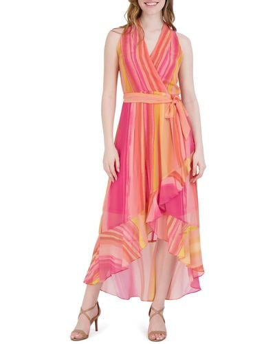 Julia Jordan Stripe Halter Dress - Pink