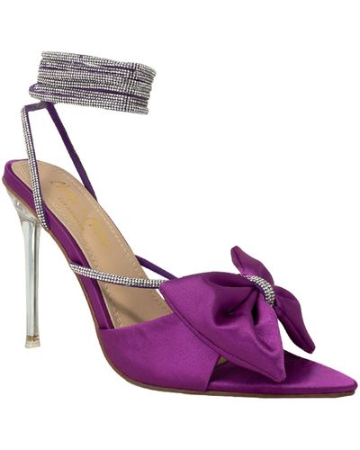 In Touch Footwear Mayana Bow Clear Heel Sandal - Purple