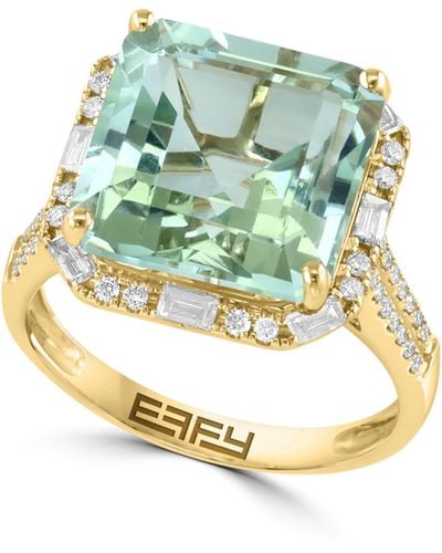 Effy Diamond & Green Amethyst Ring - Metallic