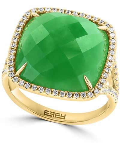 Effy 14k Yellow Gold Jade & Diamond Ring - Green